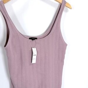 NWT J. Crew Ribbed Knit Tank Top Lilac Purple Scoop Neck Sleeveless Women's Sz L